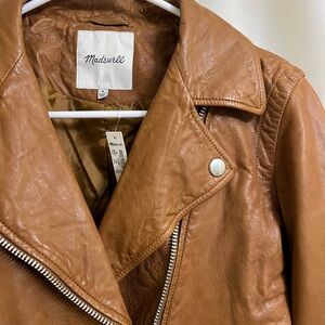 Madewell brown leather motorcycle jacket